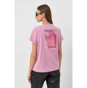 Bavlněné tričko Patrizia Pepe růžová barva
