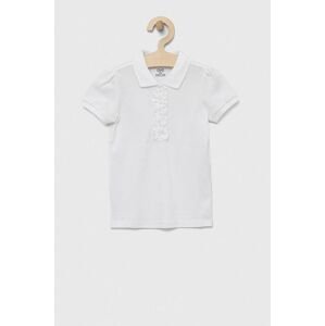 Dětské bavlněné tričko OVS bílá barva, s límečkem