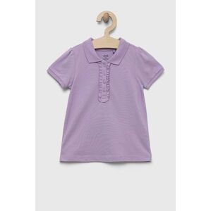Dětské bavlněné tričko OVS fialová barva, s límečkem