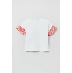 Bavlněné dětské tričko OVS bílá barva