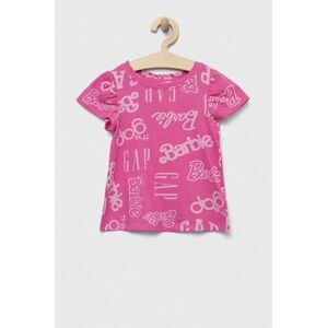 Dětské bavlněné tričko GAP x Barbie fialová barva