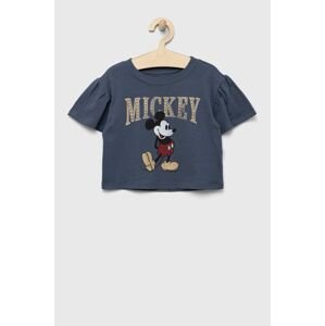 Dětské bavlněné tričko GAP x Disney tmavomodrá barva