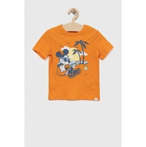 Dětské bavlněné tričko GAP x Disney oranžová barva, s potiskem