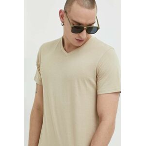 Bavlněné tričko Solid béžová barva