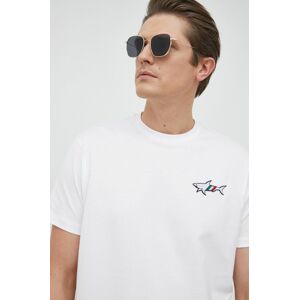 Bavlněné tričko Paul&Shark bílá barva, s aplikací