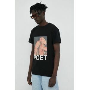 Bavlněné tričko Young Poets Society Heat Zain černá barva, s potiskem