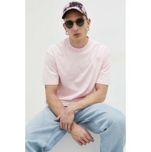 Bavlněné tričko Karl Kani růžová barva, s aplikací