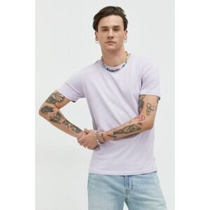 Bavlněné tričko Jack & Jones JJEORGANIC fialová barva, 12156101