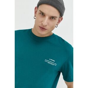 Bavlněné tričko Jack & Jones JJEFELIX zelená barva, s potiskem, 12224600