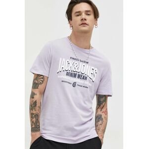 Bavlněné tričko Jack & Jones JJSTAR fialová barva, s potiskem, 12231477