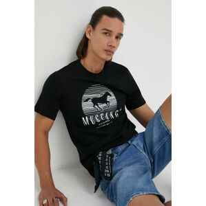 Bavlněné tričko Mustang černá barva, s potiskem