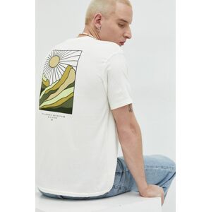 Bavlněné tričko Billabong béžová barva, s potiskem