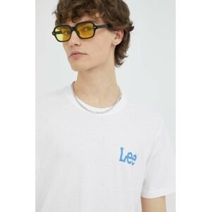 Bavlněné tričko Lee béžová barva, s potiskem