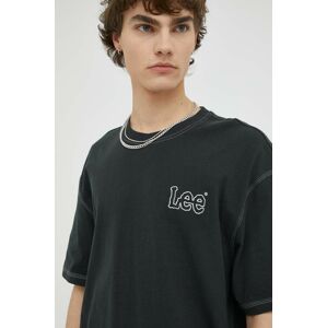 Bavlněné tričko Lee šedá barva
