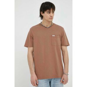 Bavlněné tričko Wrangler hnědá barva