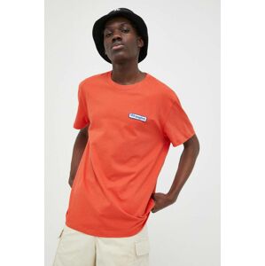 Bavlněné tričko Wrangler oranžová barva, s aplikací