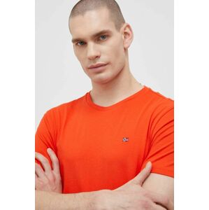 Bavlněné tričko Napapijri oranžová barva