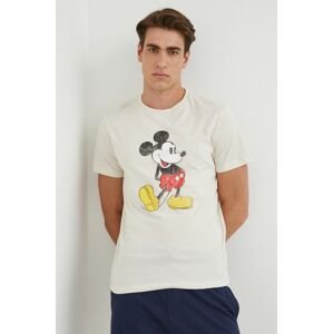 Bavlněné tričko GAP x Disney béžová barva, s potiskem