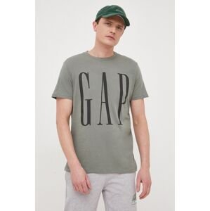 Bavlněné tričko GAP zelená barva