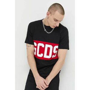 Bavlněné tričko GCDS černá barva, s potiskem
