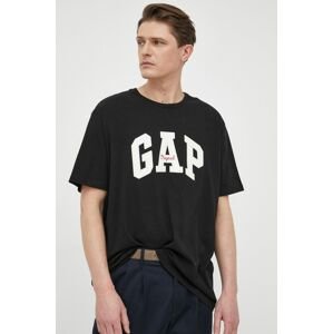 Bavlněné tričko GAP černá barva, s potiskem