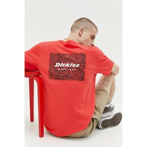 Bavlněné tričko Dickies červená barva, s potiskem