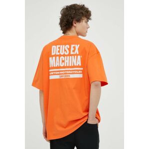 Bavlněné tričko Deus Ex Machina oranžová barva, s potiskem