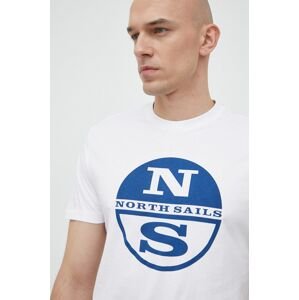 Bavlněné tričko North Sails bílá barva, s potiskem