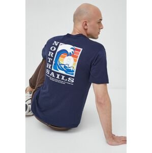 Bavlněné tričko North Sails tmavomodrá barva, s potiskem