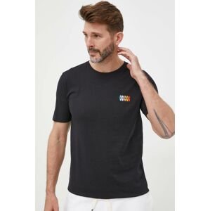 Bavlněné tričko Lindbergh černá barva, s aplikací