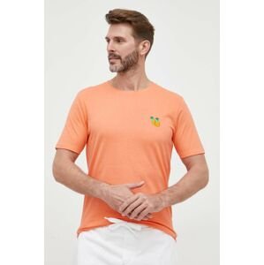 Bavlněné tričko Lindbergh oranžová barva, s aplikací