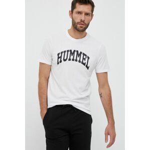 Bavlněné tričko Hummel bílá barva, s potiskem
