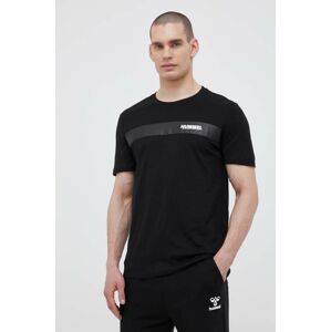 Bavlněné tričko Hummel černá barva, s potiskem