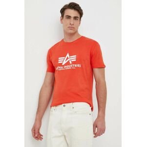 Bavlněné tričko Alpha Industries červená barva, s potiskem