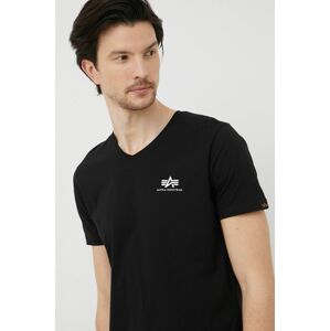 Bavlněné tričko Alpha Industries černá barva, 106513.03-Black