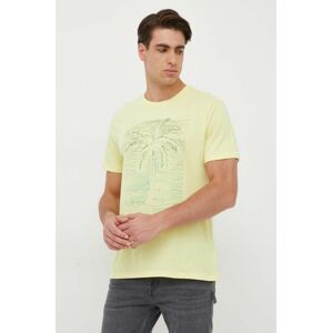 Bavlněné tričko GAP žlutá barva, s potiskem