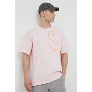 Bavlněné tričko adidas by Stella McCartney růžová barva, s potiskem