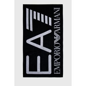 Bavlněný ručník EA7 Emporio Armani černá barva