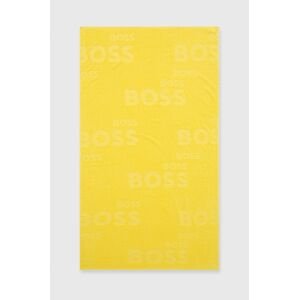 Bavlněný ručník Boss žlutá barva