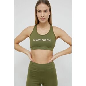 Podprsenka Calvin Klein Performance zelená barva, hladká