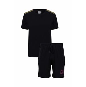 Pyžamo CR7 Cristiano Ronaldo pánská, černá barva, s potiskem