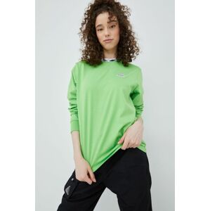 Bavlněné tričko s dlouhým rukávem HUF zelená barva