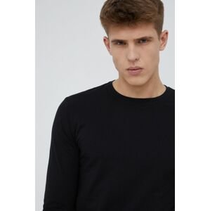 Bavlněné tričko s dlouhým rukávem Outhorn černá barva