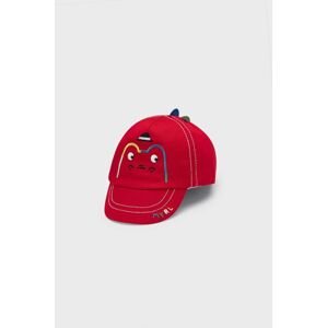 Kojenecká čepice Mayoral Newborn červená barva, s potiskem