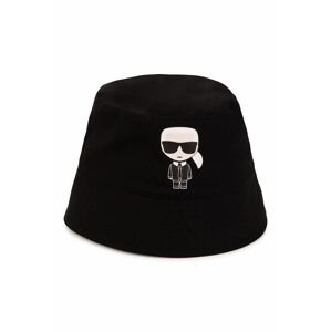 Dětský klobouk Karl Lagerfeld černá barva, bavlněný
