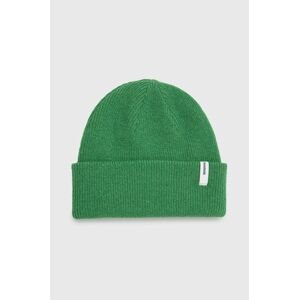 Vlněný klobouk Samsoe Samsoe zelená barva, z husté pleteniny