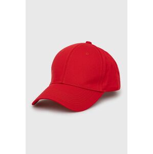 Bavlněná čepice Trussardi červená barva, hladká