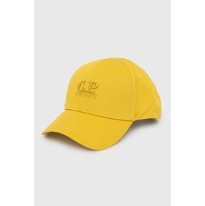 Bavlněná čepice C.P. Company žlutá barva, s aplikací