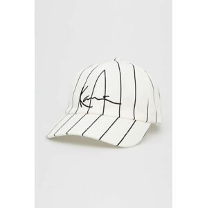 Bavlněná čepice Karl Kani bílá barva, vzorovaná