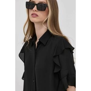 Košile The Kooples dámská, černá barva, regular, s klasickým límcem